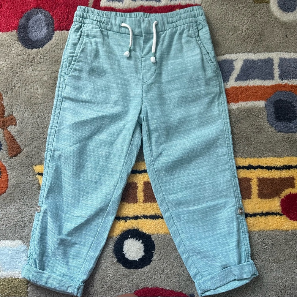 Boys turquoise linen pants